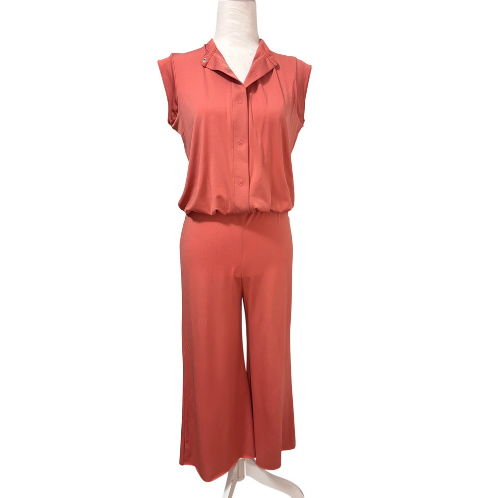Balera Jumpsuit Women SA Coral Wide Leg Snap Front Dancewear Cropped Raw Hem